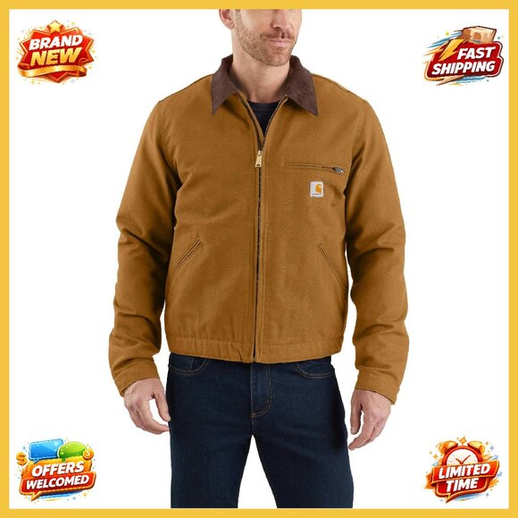 Men's Work Jacket Classic Utility Outerwear Durable Cotton Sherpa Lined